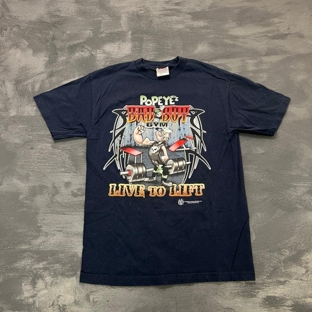 Vintage Popeye's The Sailor‎ Shirt Mens Large Blue 2000s Bad Boy Gym